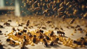 busy bees leaving hive